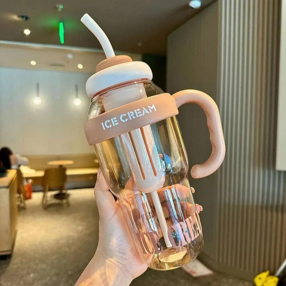 Food‑Grade 1300ml Leakproof Straw Water Bottle – Large Capacity Fashionable Aquarius Bottle for Sports, Gym & Travel