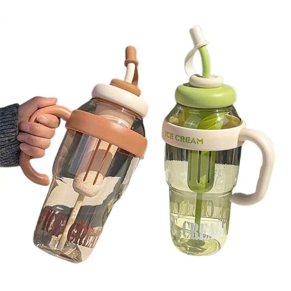 Food‑Grade 1300ml Leakproof Straw Water Bottle – Large Capacity Fashionable Aquarius Bottle for Sports, Gym & Travel