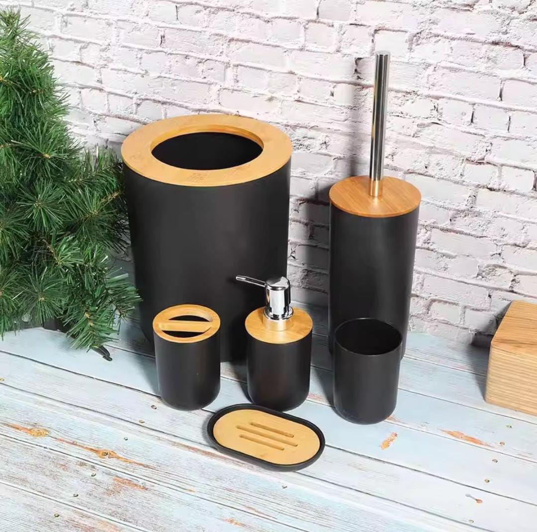 6‑Piece Premium Bathroom Accessories Set with Storage Box – Soap Dispenser, Toothbrush Holder, Tumbler, Soap Dish & Toilet Brush