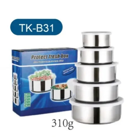 5‑Piece Stainless Steel Bowl Set with Lids – Durable, Multi‑Purpose Kitchen & Storage Bowls