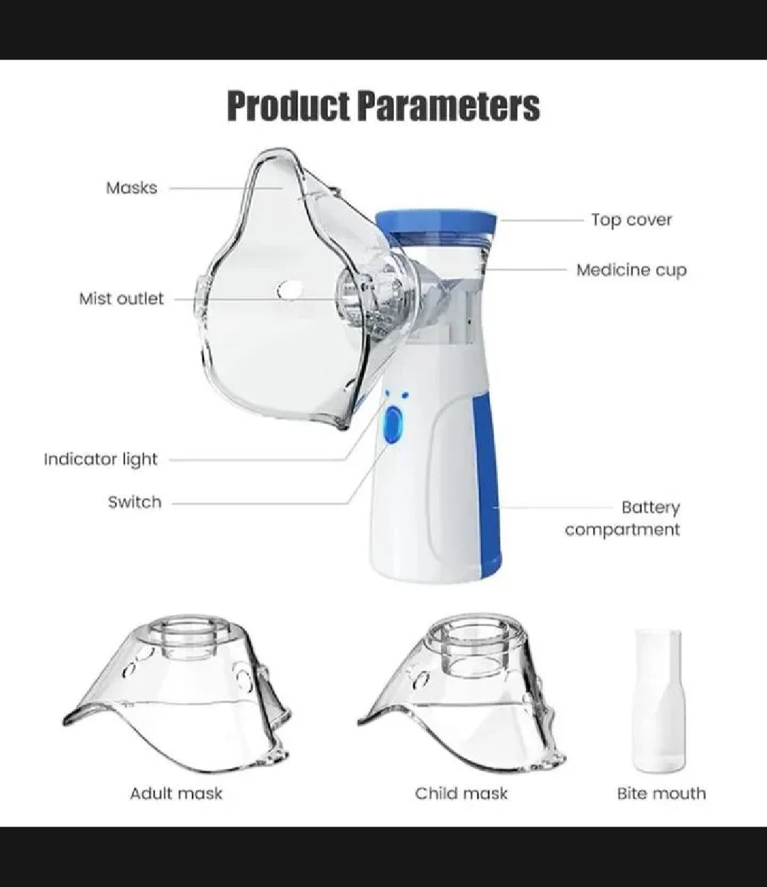 Mesh Nebulizer JSL-W302 – Portable, Rechargeable & Silent Nebulizer for Adults & Kids