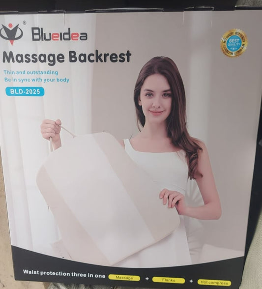 Blueidea Electric Massage Backrest BLD-2025 – Vibrating Back Cushion for Back Pain Relief (Car & Home Use)