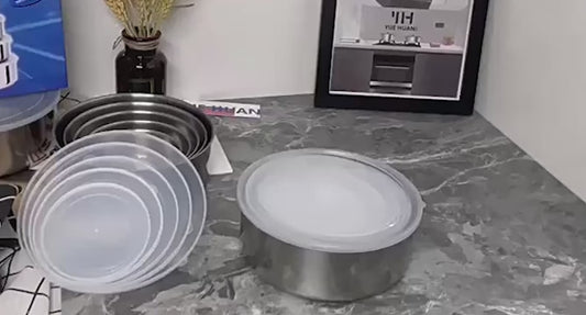 5‑Piece Stainless Steel Bowl Set with Lids – Durable, Multi‑Purpose Kitchen & Storage Bowls